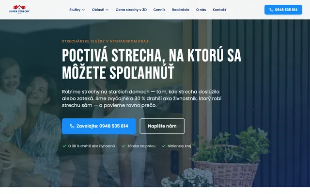 Úvodná stránka webu Super Strechy